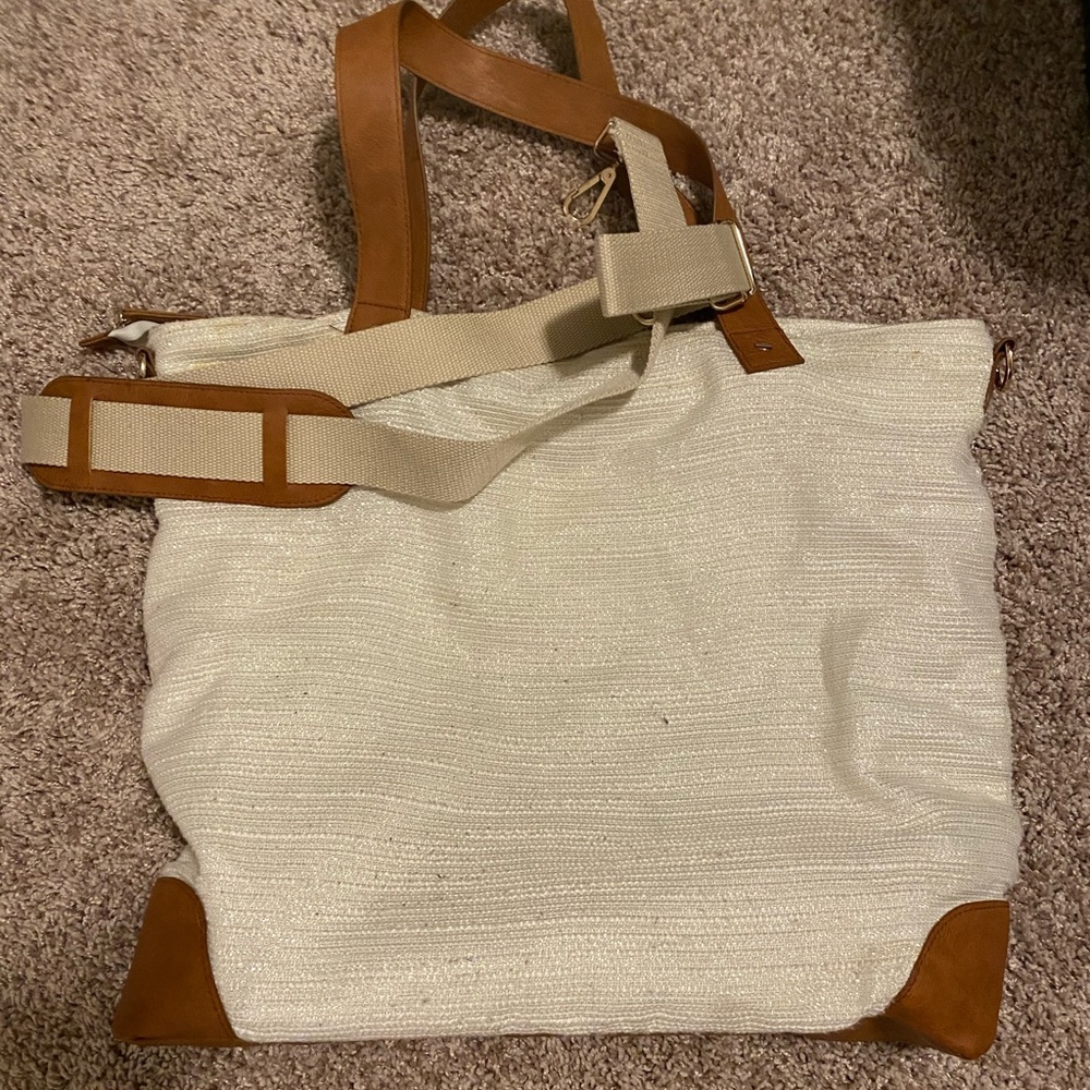 Ivory sparkle cloth tote bag